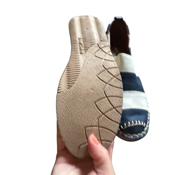 Josef Seibel Sofie Blue and White Espadrille Slip-On Shoes - Picture 4 of 8